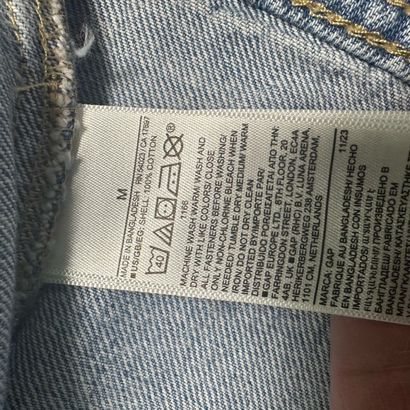 Gap Cinch Waist Denim Jacket Size Medium Blue Medium Wash Utility - Picture 4 of 6